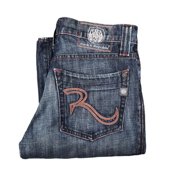 Rock & Republic Embroidered Jeans Size 31 FLOYD BLue - Picture 1 of 10